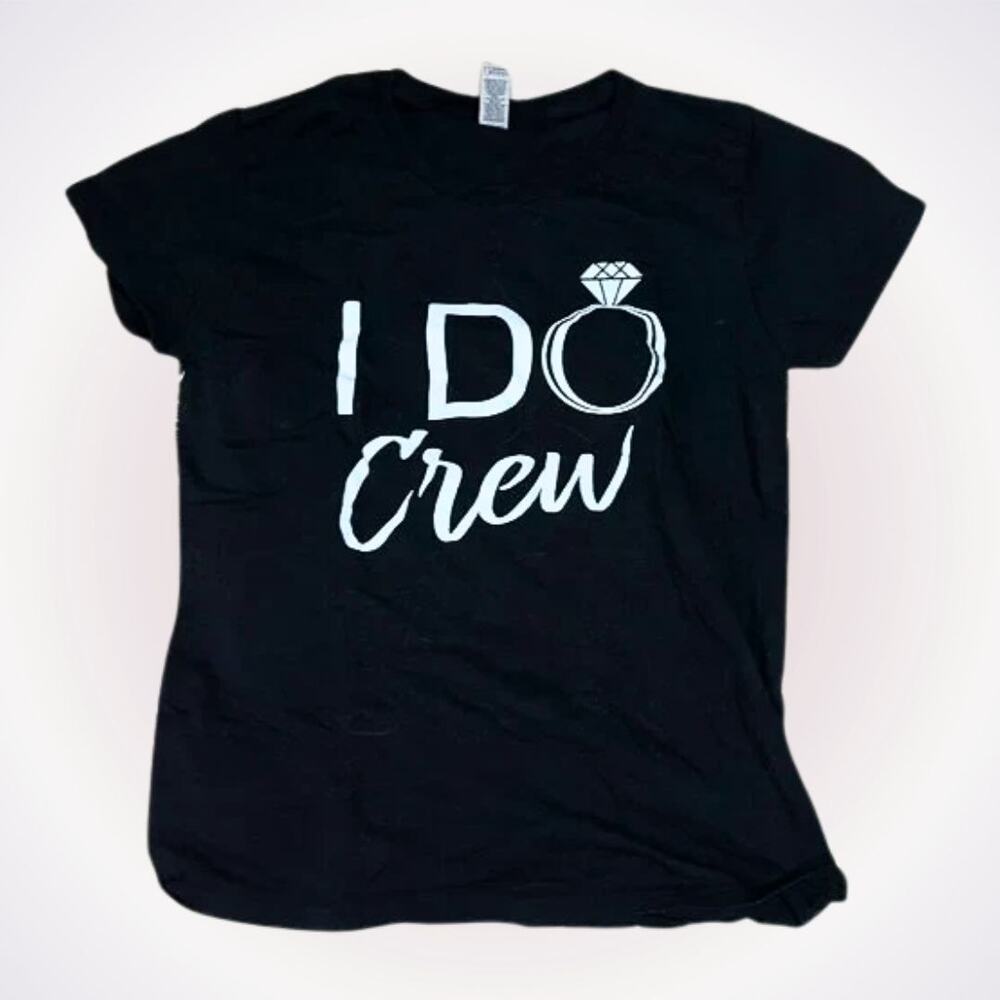 "I Do Crew" Black Graphic Print T-Shirt | Sz M